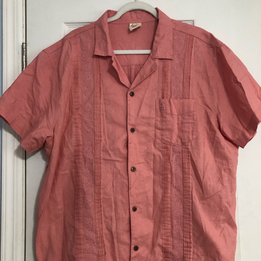 Dandy Del Mar Mens THE BRISA LINEN SHIRT Vintage pink Embroidered logo XXXL